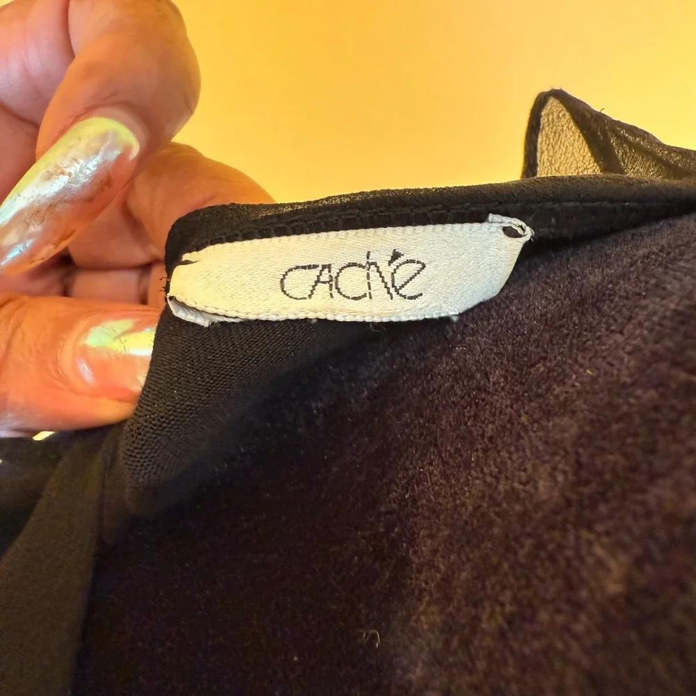 Cache Black Ruffled Blouse - Picture 6 of 9